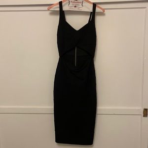 Black Bodycon Midi Dress with Cut out